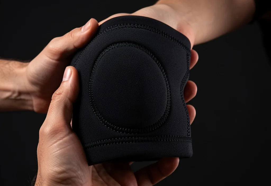 Knee support sleeve being held