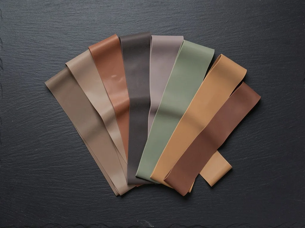 Resistance bands arranged on dark surface