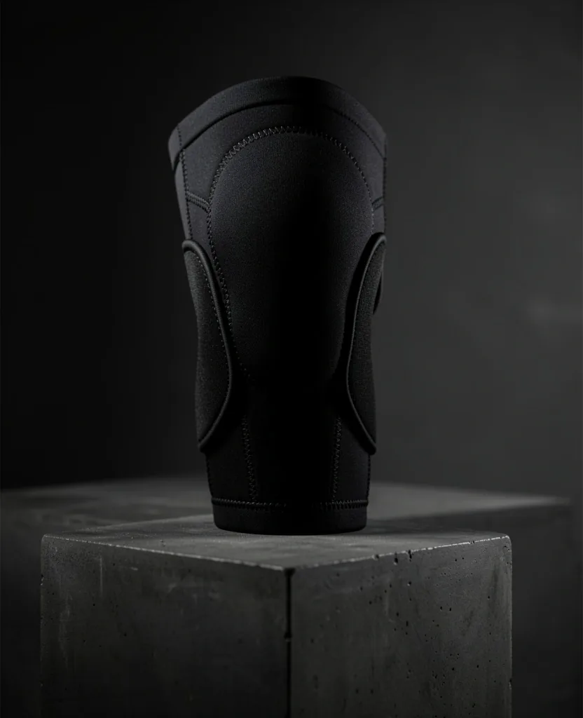 Ergonomic knee support sleeve on display plinth